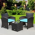 thumbnail image 1 of Costway 3PCS Patio Rattan Wicker Furniture Cushion Sofa Coffee Table Turquoise, 1 of 11