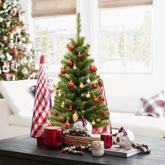 Costway 3ft Unlit Artificial Christmas Halloween Mini Tree Black with Plastic Stand Green