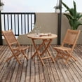 thumbnail image 1 of Costway 3pcs Patio Outdoor  Indonesia Teak Wood Bistro Dining Set Folding Chair & Table Slatted, 1 of 11