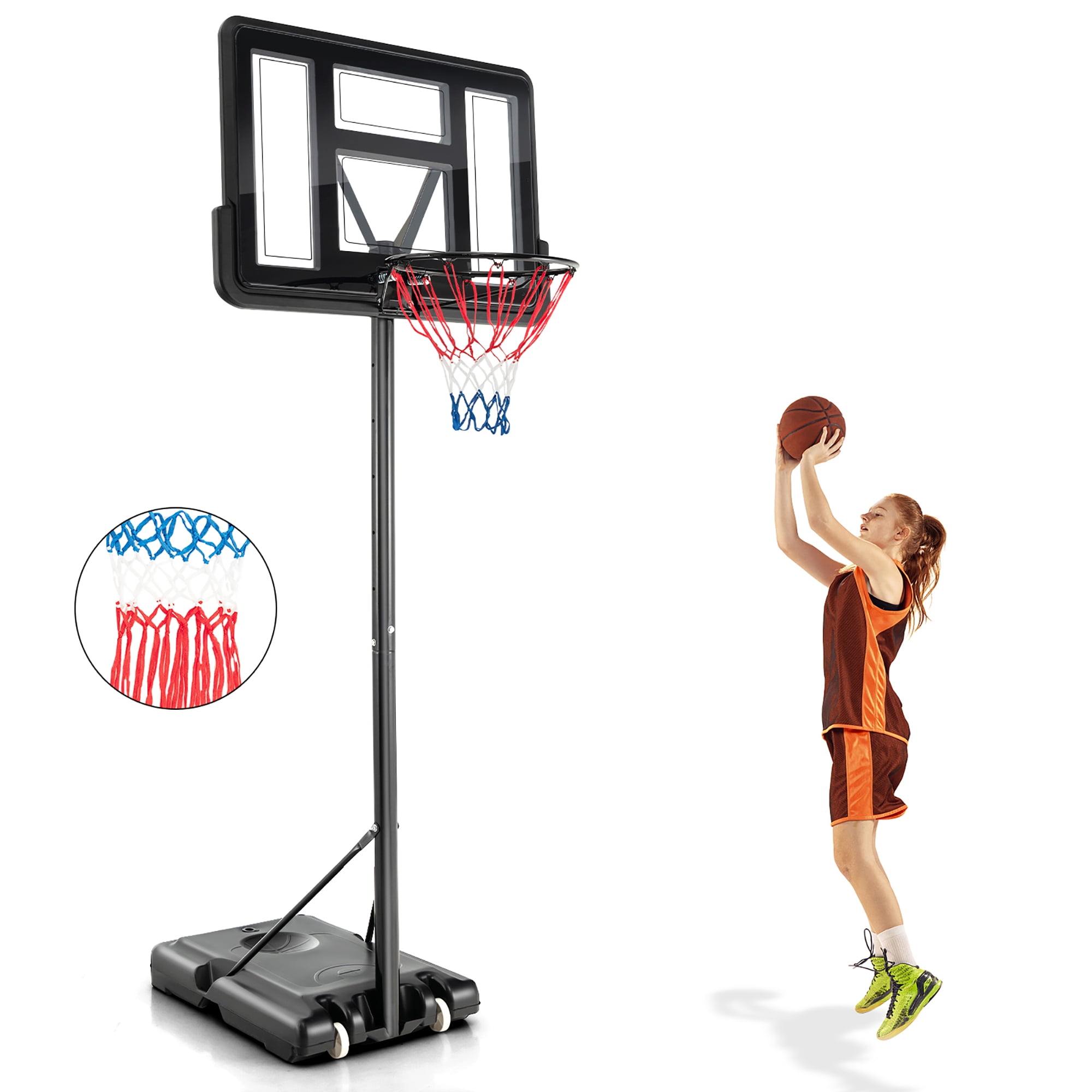 Costway 4.25-10FT Portable Adjustable Basketball Hoop System with 44 ...