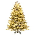 thumbnail image 1 of Costway 4.5 FT Pre-Lit Christmas Tree Snow Flocked Hinged Xmas Decoration with 200 Lights, 1 of 12