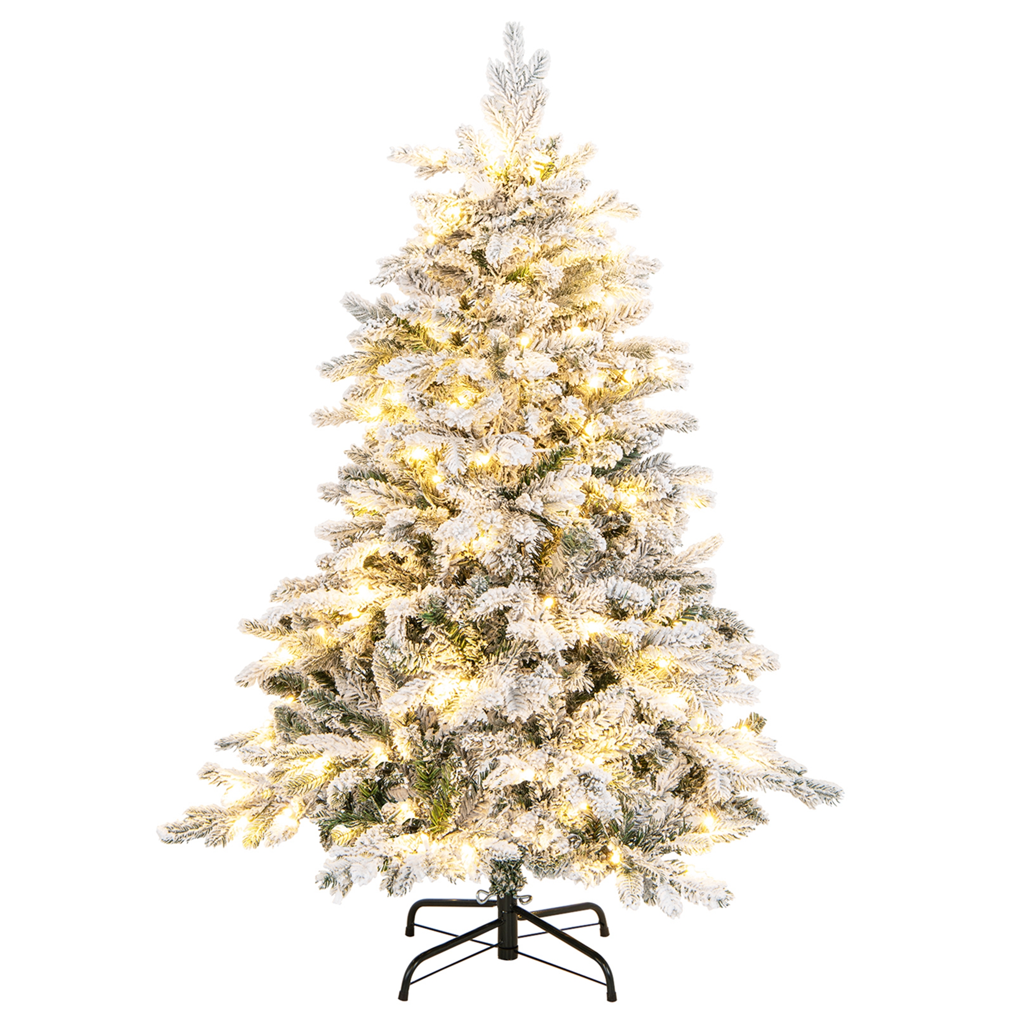 Costway 4.5 FT PreLit Flocked Christmas Tree Hinged w/ 120 LED Lights