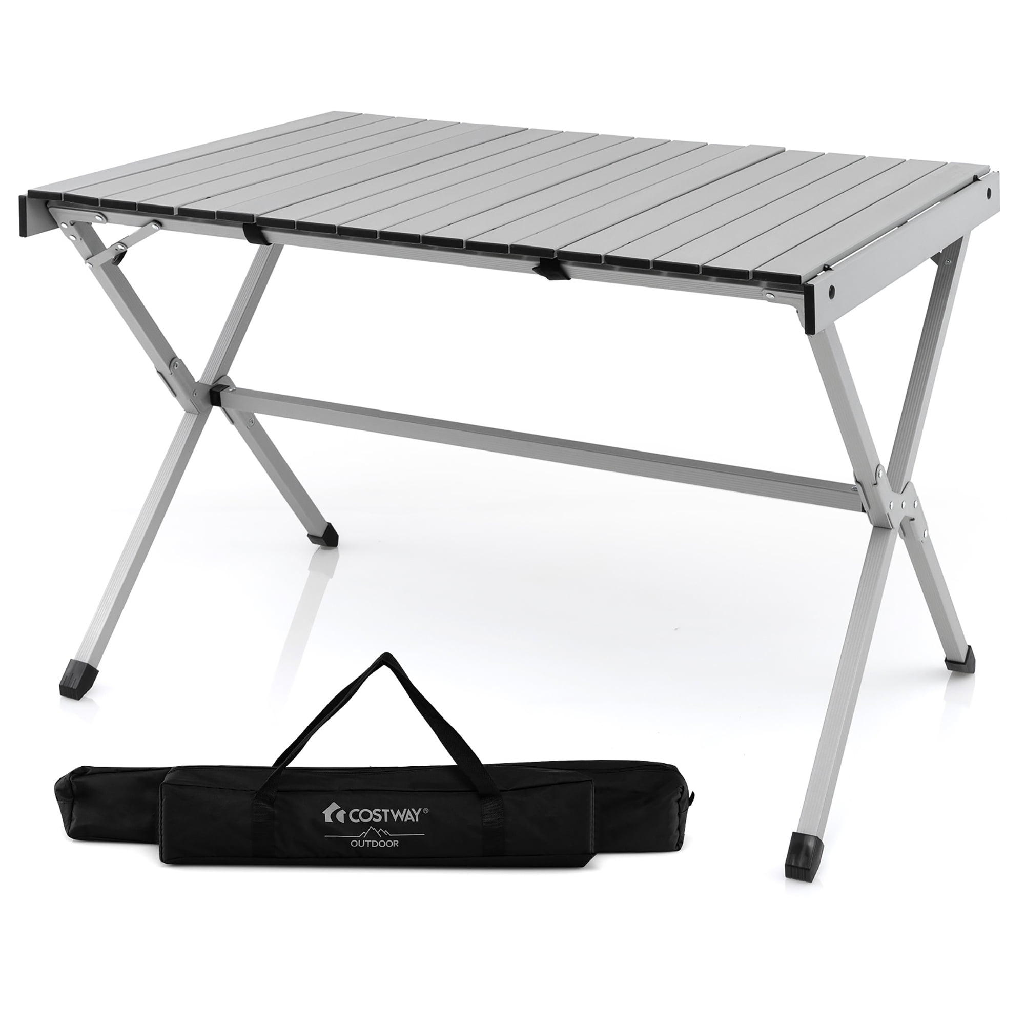 Aluminum Grill Table with Iron Mesh Top-Silver | Costway