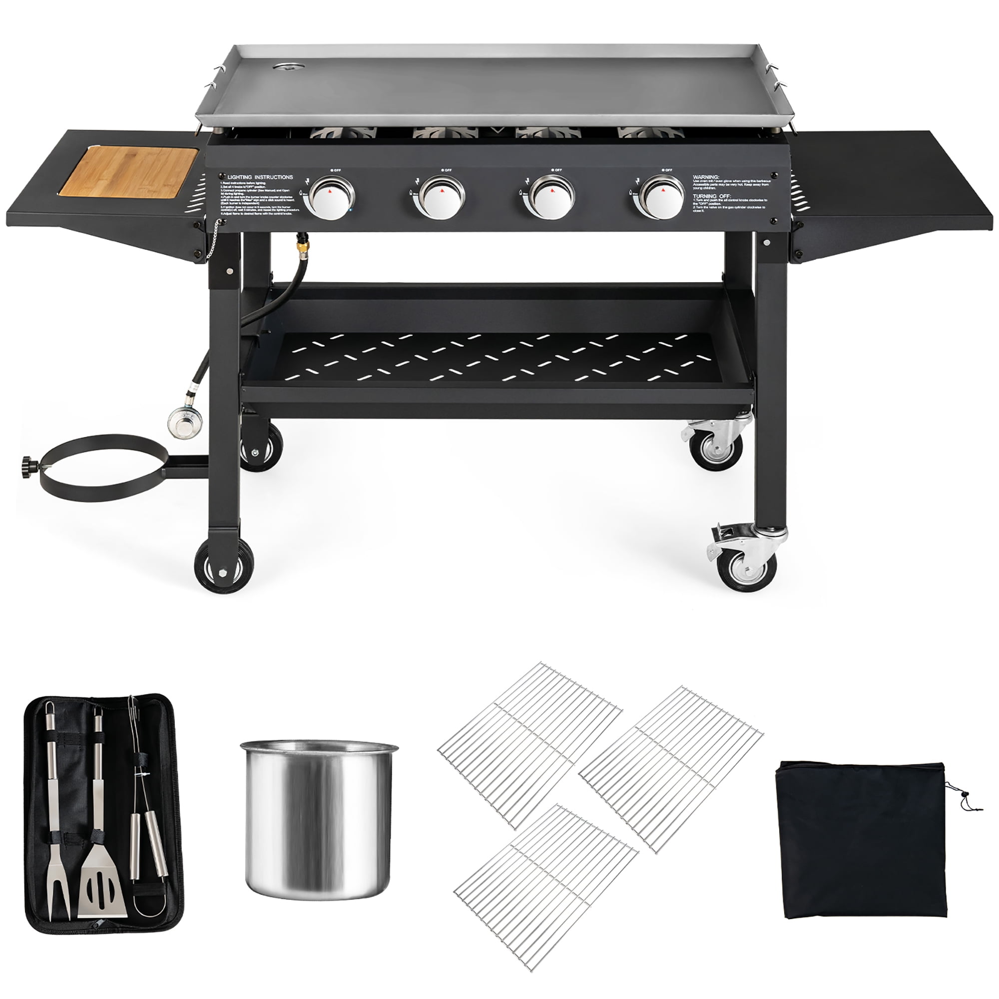 Le Griddle Grand Texan 60-Inch 4-Burner Freestanding Propane Gas Commercial  Style Flat Top Griddle - GFE160 + GFCART160