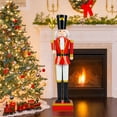 thumbnail image 1 of Costway 4’ Christmas Nutcracker with High Hat & Beautiful Scepter, Uniform & Boots for Yard Black+Red, 1 of 10