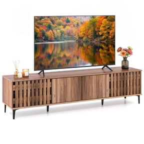 Costway 4-Door TV Stand for 80 Inches TVs, Mid Century Modern Entertainment Center