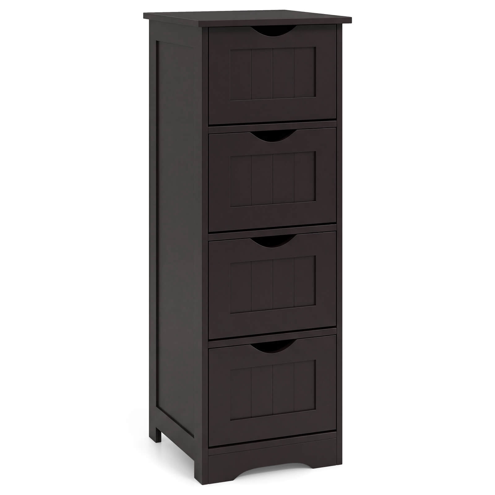 Costway 32.5'' Bathroom Floor Cabinet with Anti-tipping Device Freestanding Towel Cabinet Espresso