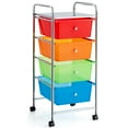 thumbnail image 1 of Costway 4-Drawer Cart Storage Bin Organizer Rolling w/Plastic Drawers Rainbow, 1 of 10