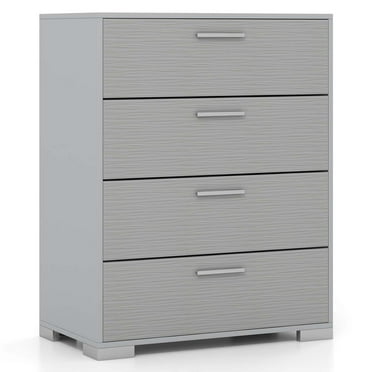 Costway 4 Drawer Storage Cabinet with Metal Legs & Handles Anti-Toppling Devices Gray