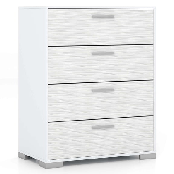 Costway 4 Drawer Storage Cabinet with Metal Legs & Handles Anti-Toppling Devices White
