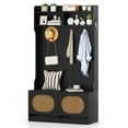 thumbnail image 1 of Costway 4-In-1 Hall Tree Entryway Bench with Coat Rack & Flip Drawers 6 Dual-Hook Hangers Black, 1 of 10