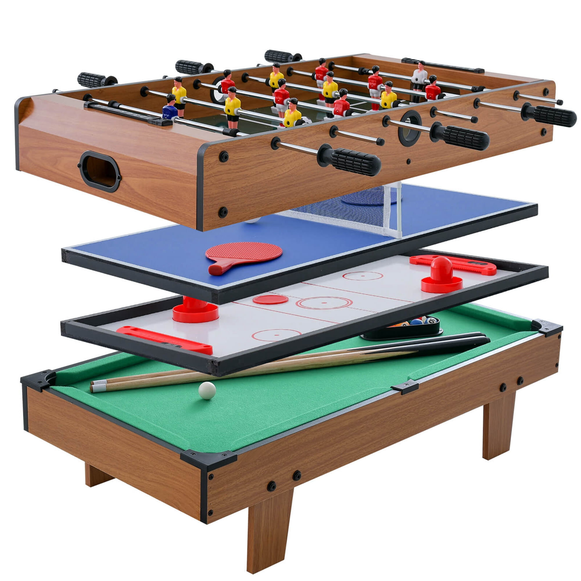 Costway 4 In 1 Multi Game Hockey Tennis Football Pool Table Billiard Foosball Gift - Walmart ...