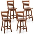 thumbnail image 1 of Costway 4 PCS 24.5" Counter Height Bar Chairs Swivel Bar Stools with Hollow Backrest Brown, 1 of 8