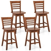 Costway 4 PCS 24.5" Counter Height Bar Chairs Swivel Bar Stools with Hollow Backrest Brown