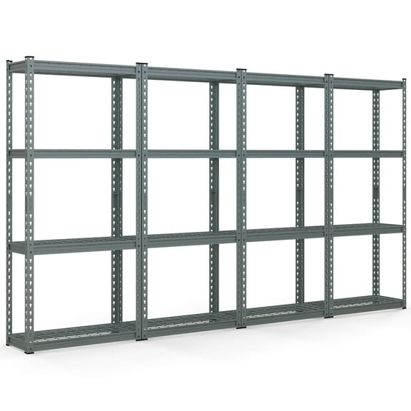 Costway 4 PCS 4-Tier Metal Shelving Unit Heavy Duty Wire Storage Rack with Anti-slip Foot Pads Grey