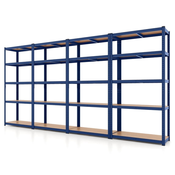 Costway 4 PCS 5 Tier Adjustable Garage Shelving Unit with 2000 lbs Max Load for Warehouse Blue