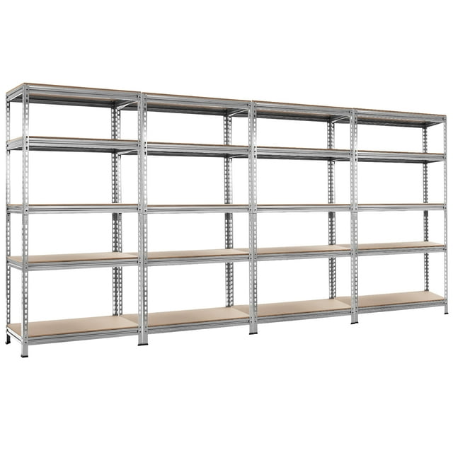 Costway 4 PCS 5-Tier Metal Storage Shelves 73'' Garage Rack W/Adjustable Shelves Silver