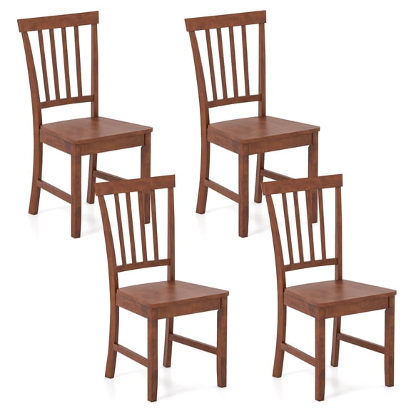 Costway 4 PCS Dining Chair Kitchen Spindle Back Side Chair with Solid Wooden Leg