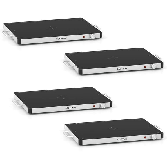 Costway 4 PCS Electric Warming Tray Tempered Glass Food Warmer with Adjustable Temperature