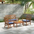 thumbnail image 1 of Costway 4 PCS Outdoor Furniture Set with Soft Seat Cushions Stable Acacia Wood Frame Navy, 1 of 9