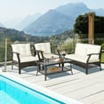 thumbnail image 1 of Costway 4 PCS Outdoor Rattan Conversation Set Patio Rattan Sofa Set W/ Protective Cover, 1 of 9