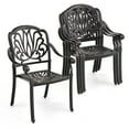 thumbnail image 1 of Costway 4 PCS Patio Cast Aluminum Dining Chairs Armrests Outdoor Stackable Brown, 1 of 8