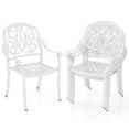 thumbnail image 1 of Costway 4 PCS Patio Cast Aluminum Dining Chairs Armrests Outdoor Stackable White, 1 of 10