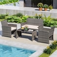 thumbnail image 1 of Costway 4 PCS Patio Conversation Set with Seat Cushions & Tempered Glass Tabletop, Outdoor White + Gray, 1 of 11