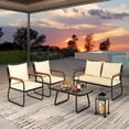thumbnail image 1 of Costway 4 PCS Patio Furniture Set with Tempered Glass Coffee Table PE Wicker Rattan Chairs, 1 of 10