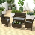thumbnail image 1 of Costway 4 PCS Patio Furniture Set with Washable Cushions and Tempered Glass Coffee Table Grey, 1 of 9