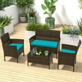 thumbnail image 1 of Costway 4 PCS Patio Furniture Set with Washable Cushions and Tempered Glass Coffee Table Turquoise, 1 of 8