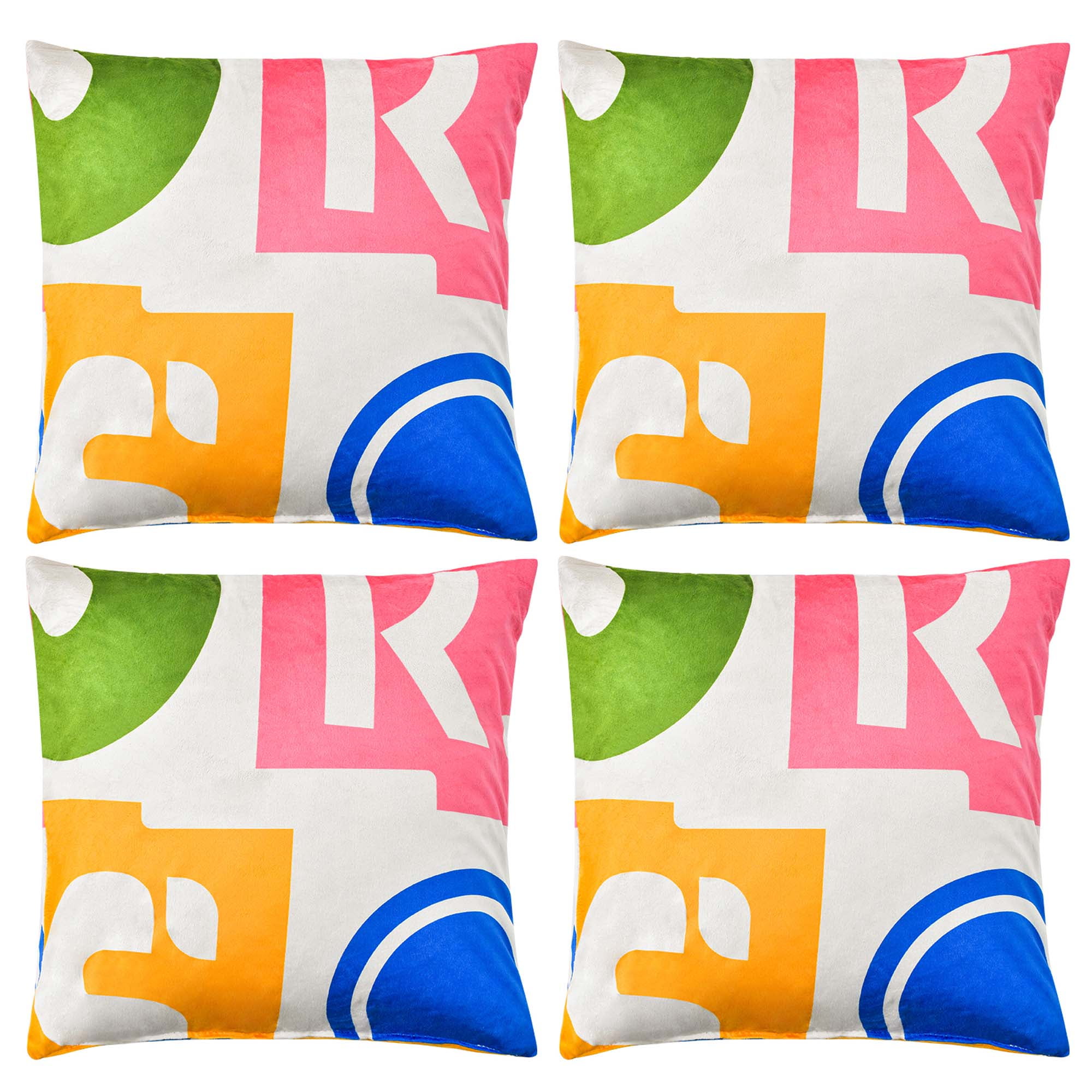 Costway 4 PCS Square Throw Pillows Removable Washable Velvet Pillow 18 x18 Pink Walmart