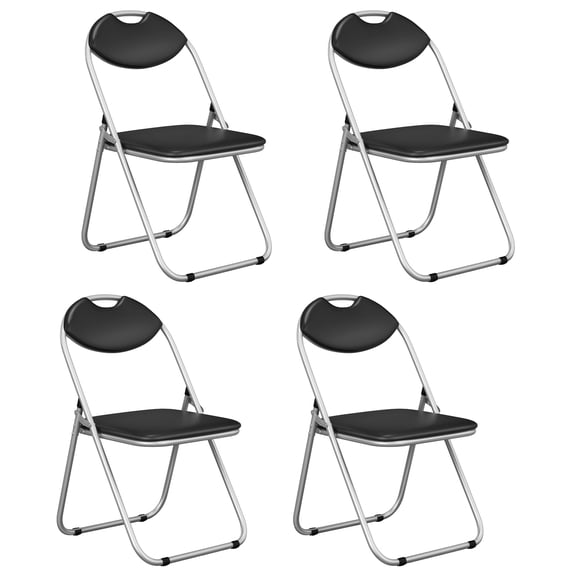 Costway 4 PCS U Shape Folding Chairs Furniture Home Outdoor Picnic Portable Black
