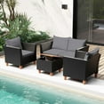 thumbnail image 1 of Costway 4 PCS Wicker Patio Furniture Set with Removable Cushions Storage Coffee Table Gray, 1 of 8