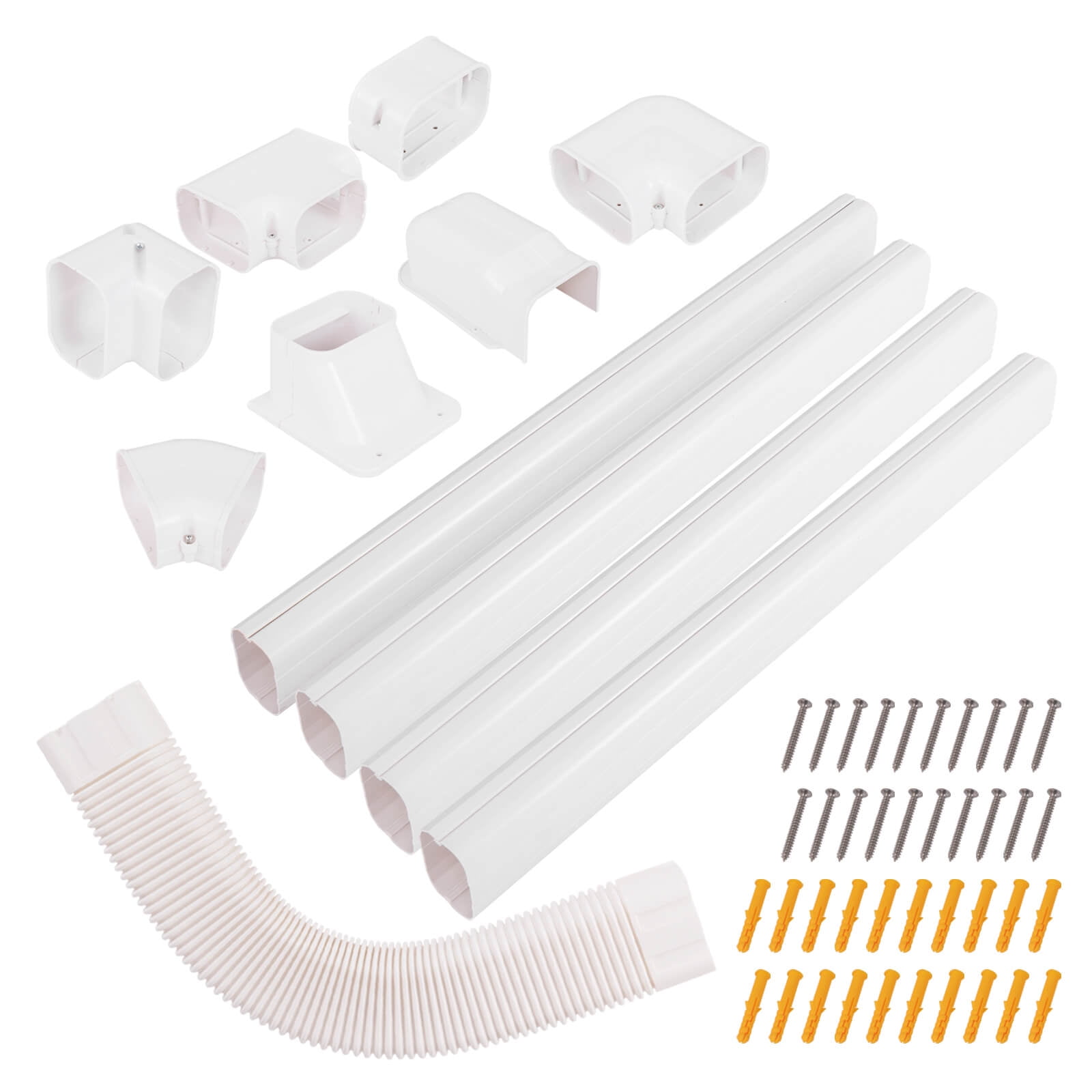 Costway 4" PVC Decorative Mini Split Line Set Cover with Flexible Duct & Straight Duct