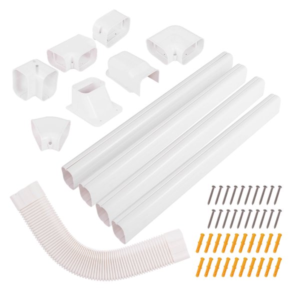 Costway 4" PVC Decorative Mini Split Line Set Cover with Flexible Duct & Straight Duct