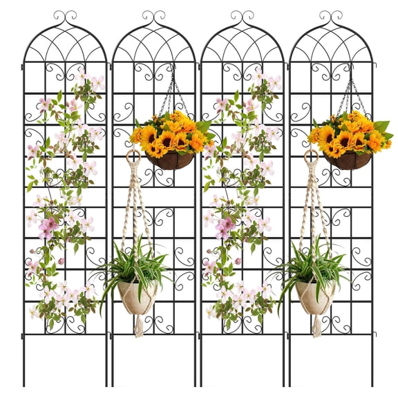 Costway 4 Pack 86” x 20” Metal Garden Trellis, Heavy-Duty Plant Support for Vegetable