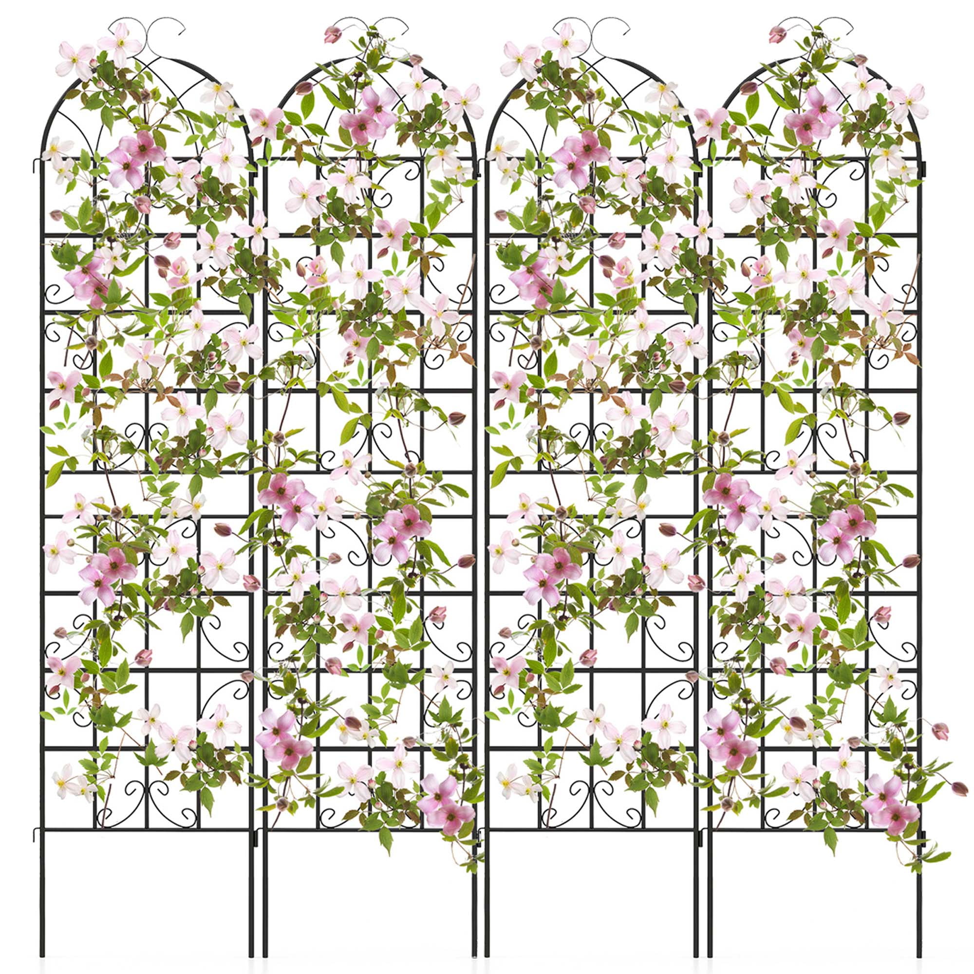 Costway 4 Pack 87" x 20" Metal Garden Trellis Decorative Outdoor Trellis
