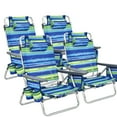 thumbnail image 1 of Costway 4-Pack Folding Backpack Beach Chair 5-Position Outdoor Reclining Chairs with Pillow Blue, 1 of 10