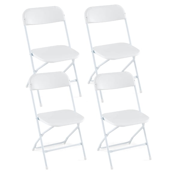 Costway 4 Pack Metal Folding Chairs with Plastic Seat & Back Heavy-Duty Metal Frame