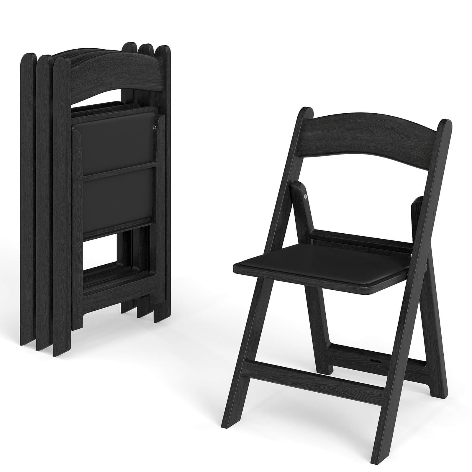 Costway 4 Pack Resin Folding Chairs with Padded Seat All-Weather Resin ...