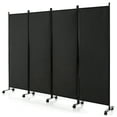 thumbnail image 1 of Costway 4-Panel Folding Room Divider 6FT Rolling Privacy Screen with Lockable Wheels Black, 1 of 9