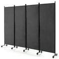 thumbnail image 1 of Costway 4-Panel Folding Room Divider 6FT Rolling Privacy Screen with Lockable Wheels Grey, 1 of 9
