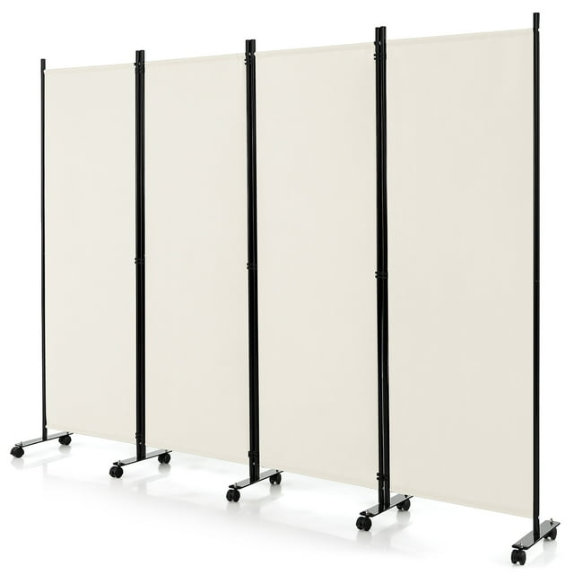Costway 4Panel Folding Room Divider With 6FT Rolling Privacy Screen