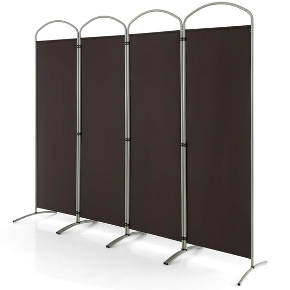 Costway 4 Panels Folding Room Divider 6 Ft Tall Fabric Privacy Screen Brown