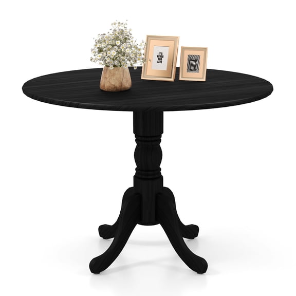 Costway 4-Person Dining Table Wooden Kitchen Table with Solid Rubber Wood Frame for Kitchen Black