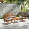 thumbnail image 1 of Costway 4 Piece Acacia Wood Outdoor Patio Bar Set, Natural/Grey, 1 of 9
