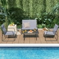 thumbnail image 1 of Costway 4-Piece Metal Patio Furniture Chat Set Outdoor Conversation Table Garden, 1 of 10