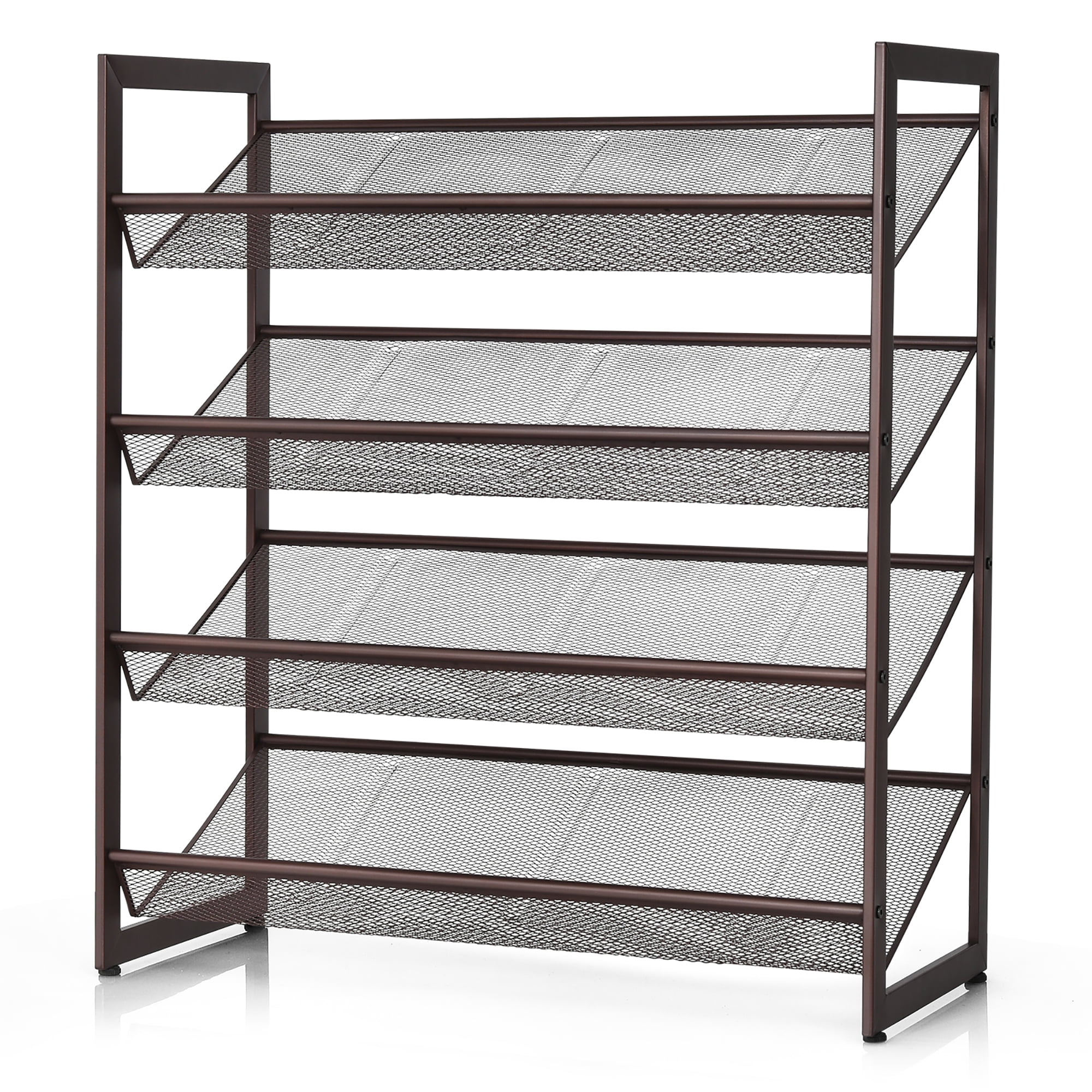 2/3/4 Tiers Flat and Slant Metal Shoe Rack for Entryway Hallway - Costway