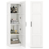 Costway 4-Tier Storage Cabinet with Door Freestanding Bathroom Cabinet for Small Space White
